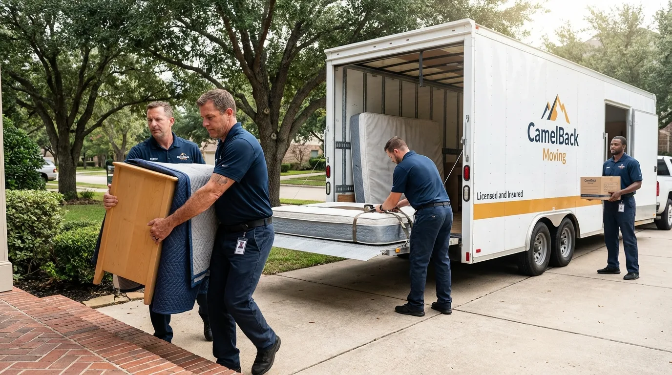 Crew loading residential truck for cross-state move from Fruitland, MD